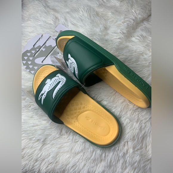 🏝️NWT LACOSTE Men's Croco Dualiste Slides - Picture 2 of 4